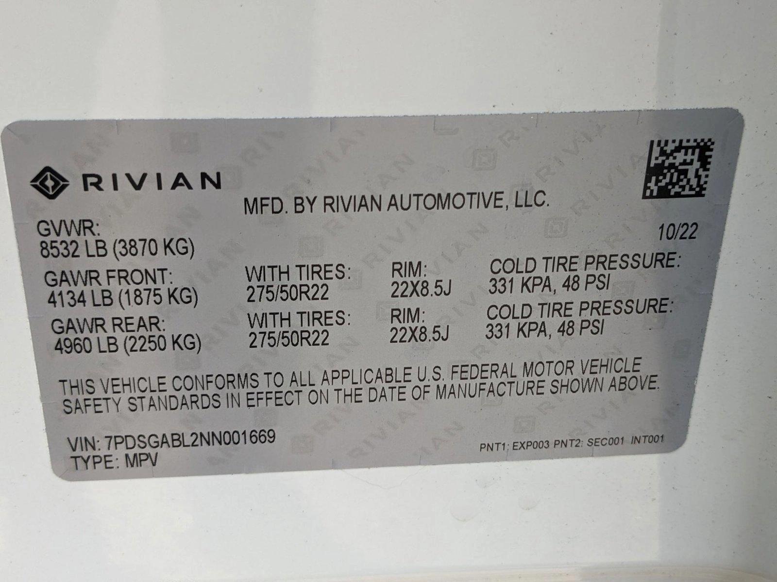 2022 Rivian R1S Vehicle Photo in WEST PALM BEACH, FL 33407-3296