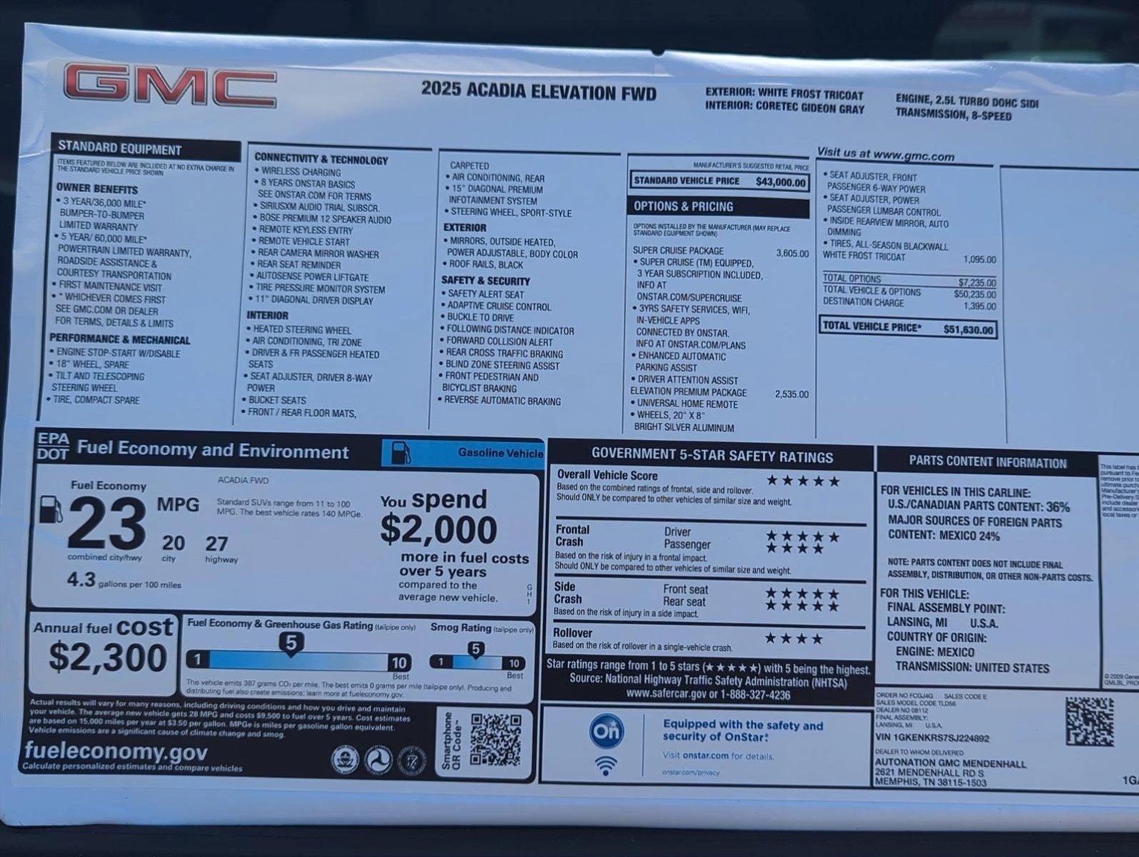 2025 GMC Acadia Vehicle Photo in MEMPHIS, TN 38115-1503
