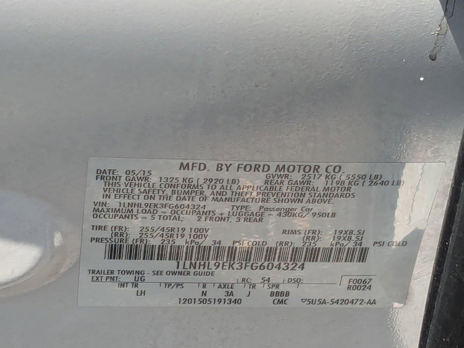 2015 Lincoln MKS Vehicle Photo in St. Petersburg, FL 33713