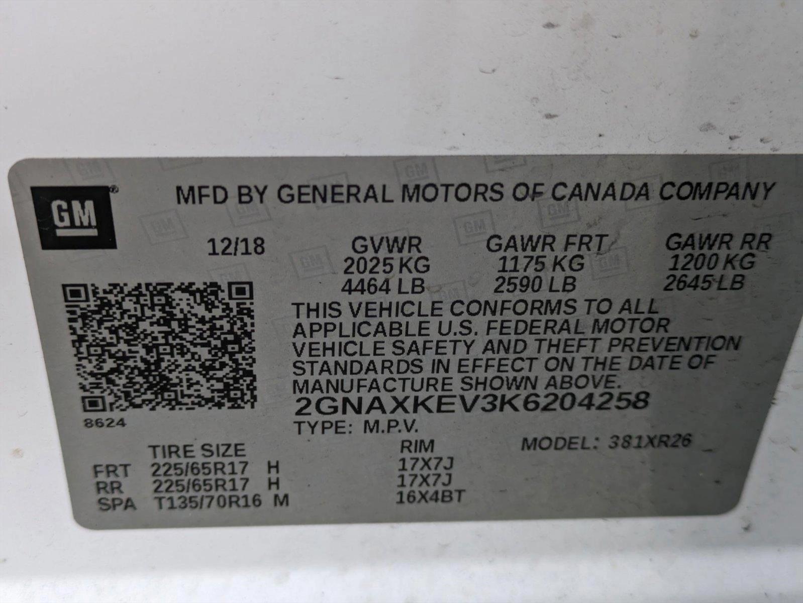 2019 Chevrolet Equinox Vehicle Photo in GREENACRES, FL 33463-3207