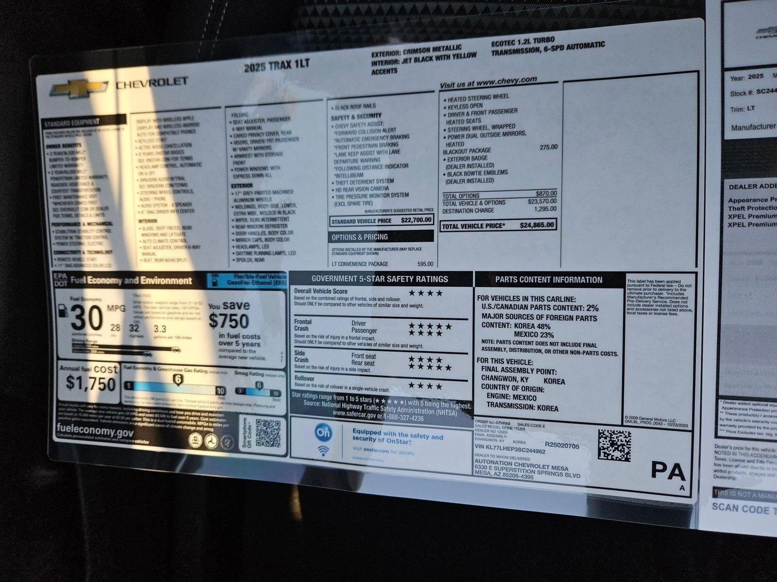 2025 Chevrolet Trax Vehicle Photo in MESA, AZ 85206-4395