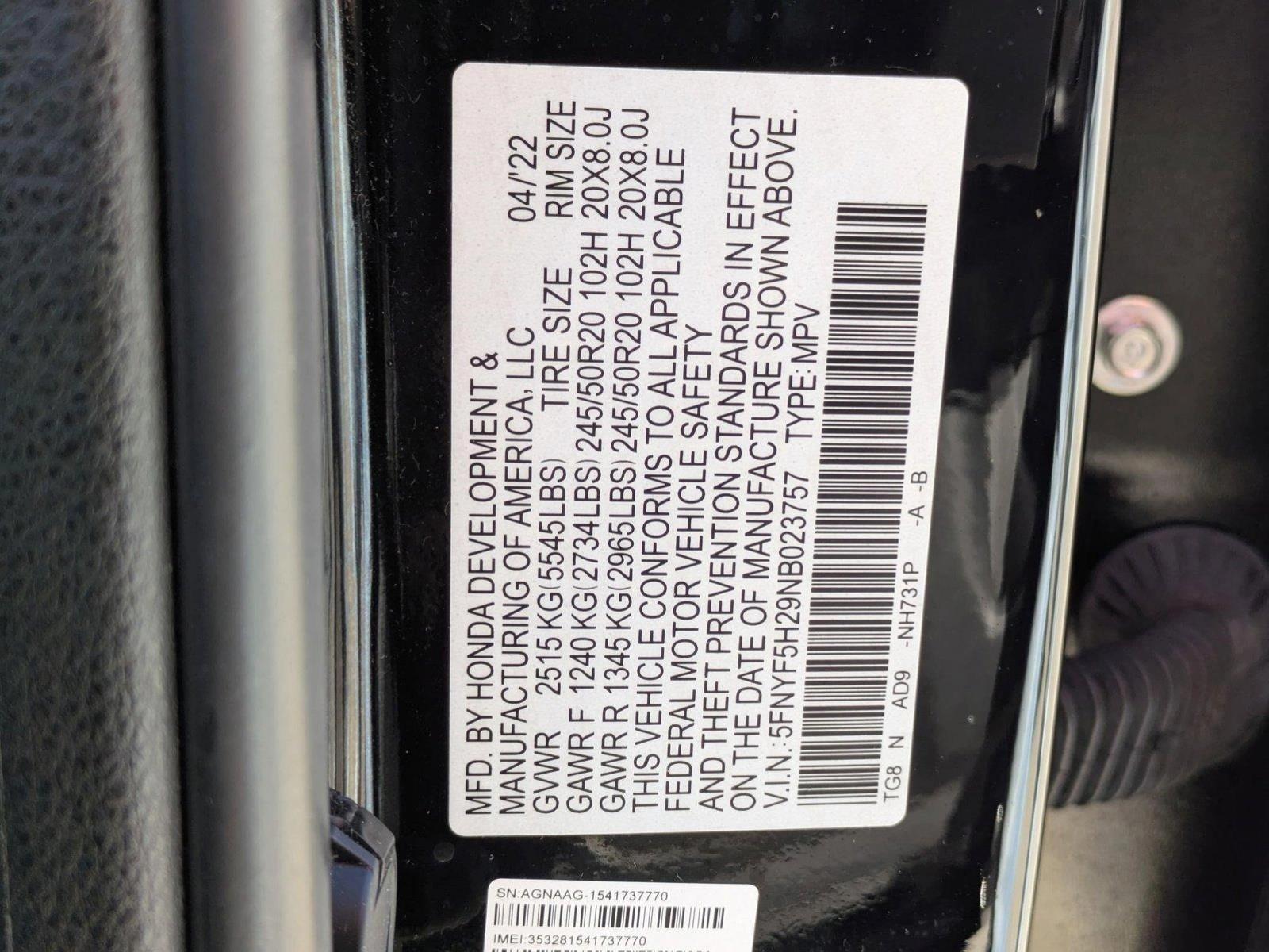 2022 Honda Pilot Vehicle Photo in Tustin, CA 92782