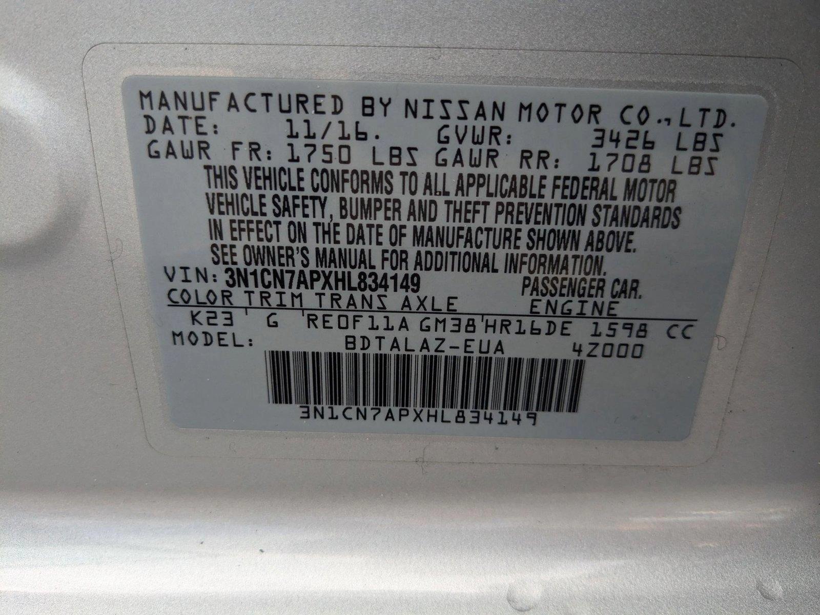 2017 Nissan Versa Sedan Vehicle Photo in Sanford, FL 32771