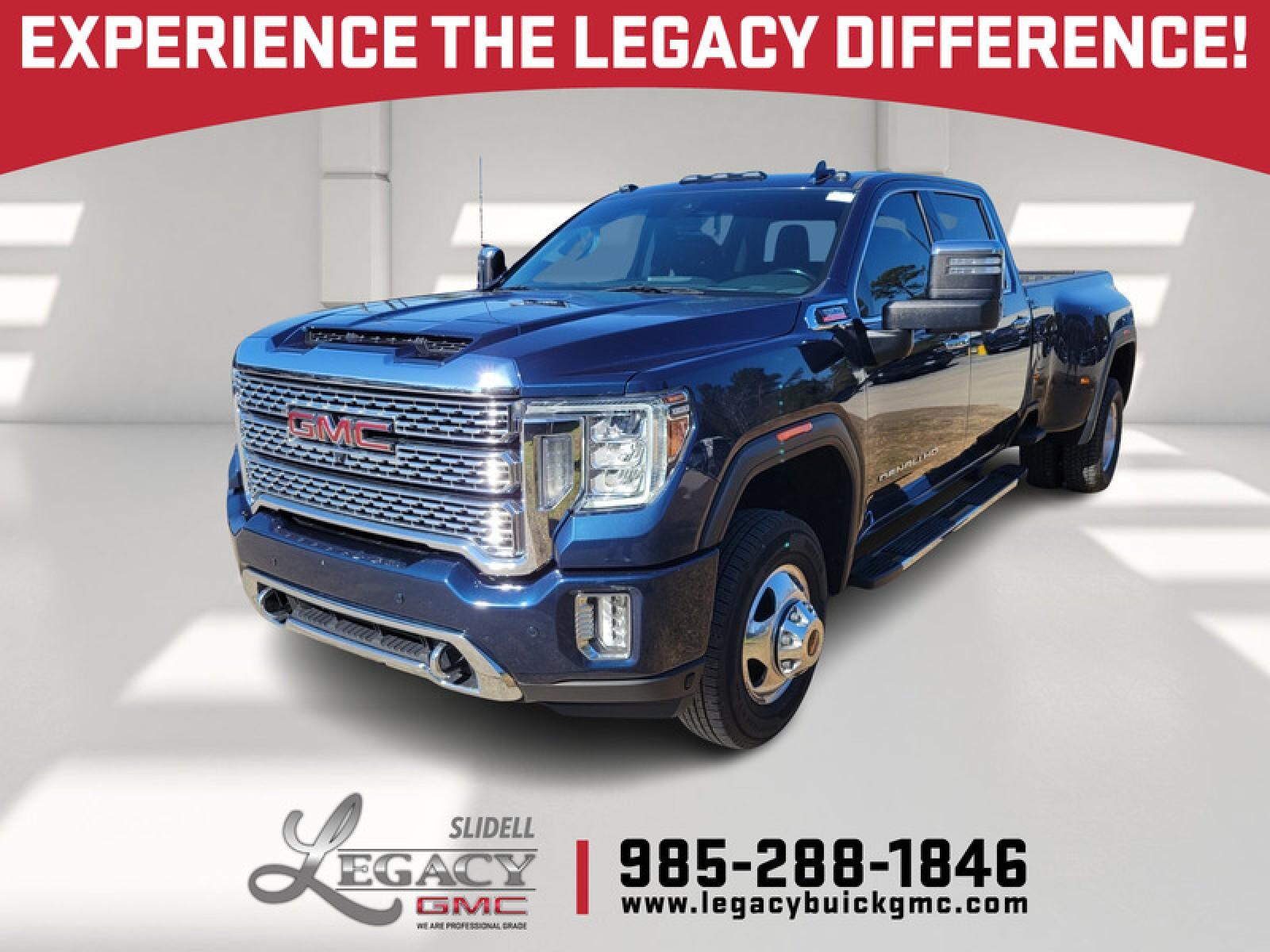 Pacific Blue Metallic 2023 GMC Sierra 3500HD Denali Crew Cab 4WD Pickup Truck Four-Wheel Drive 