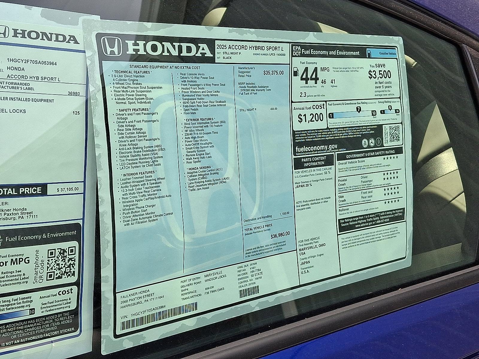 2025 Honda Accord Hybrid Vehicle Photo in Harrisburg, PA 17111