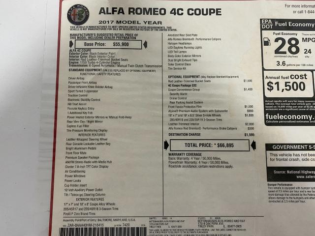 2017 Alfa Romeo 4C Coupe Vehicle Photo in Appleton, WI 54913