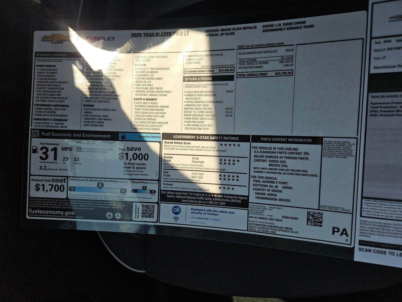2025 Chevrolet Trailblazer Vehicle Photo in MESA, AZ 85206-4395