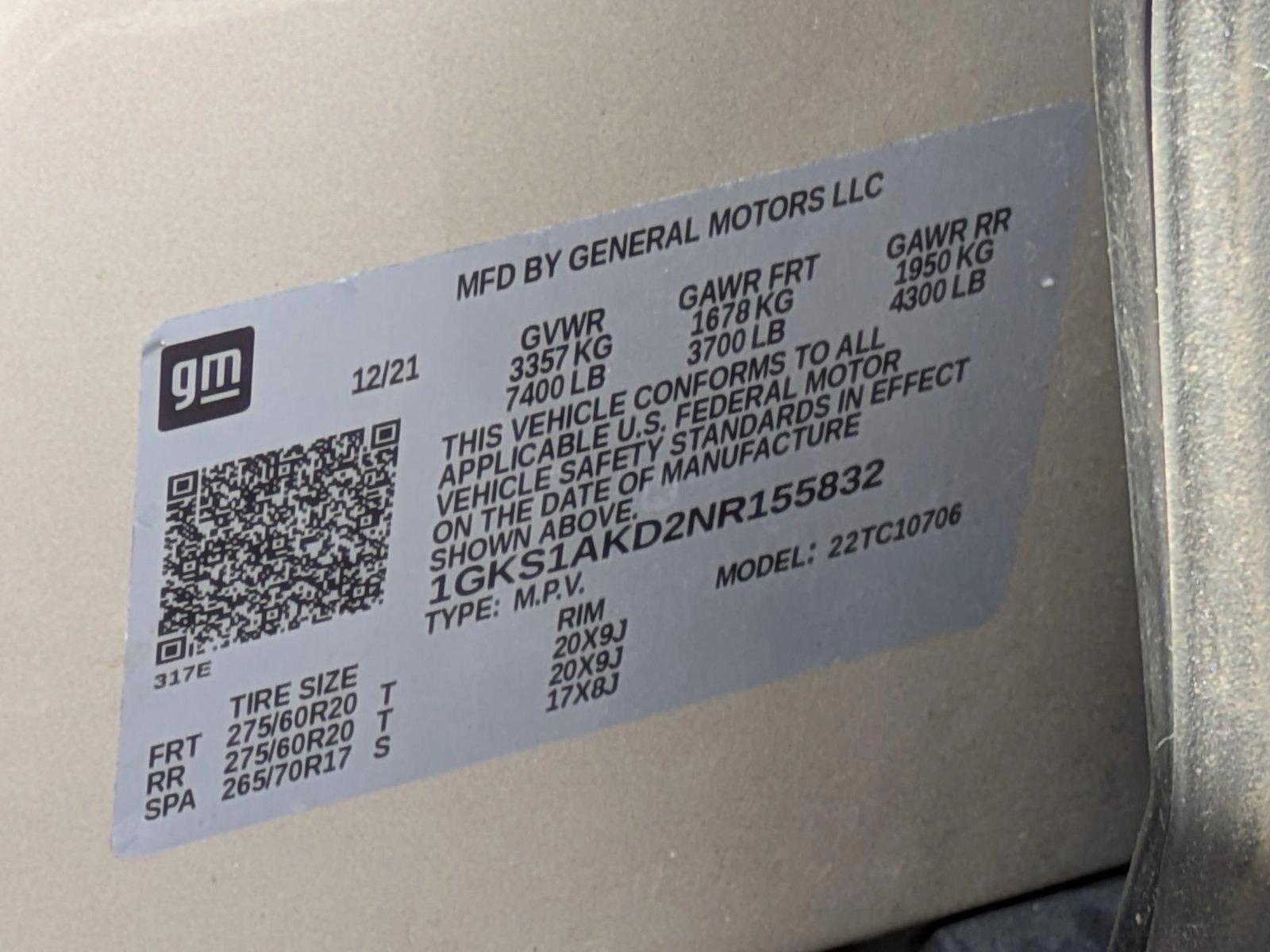 2022 GMC Yukon Vehicle Photo in CLEARWATER, FL 33764-7163