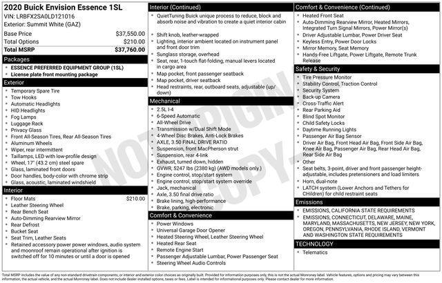 2020 Buick Envision Vehicle Photo in DANBURY, CT 06810-5034