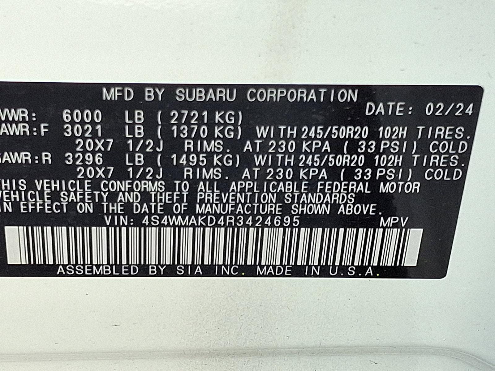 2024 Subaru Ascent Vehicle Photo in BETHLEHEM, PA 18017-9401