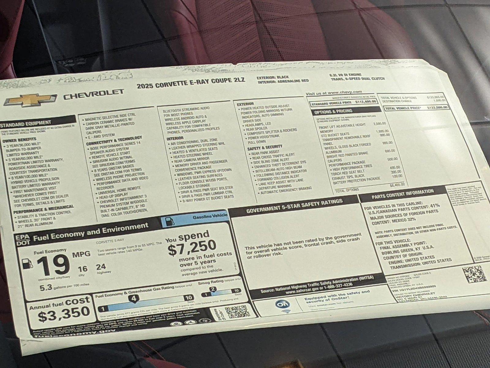 2025 Chevrolet Corvette E-Ray Vehicle Photo in TIMONIUM, MD 21093-2300