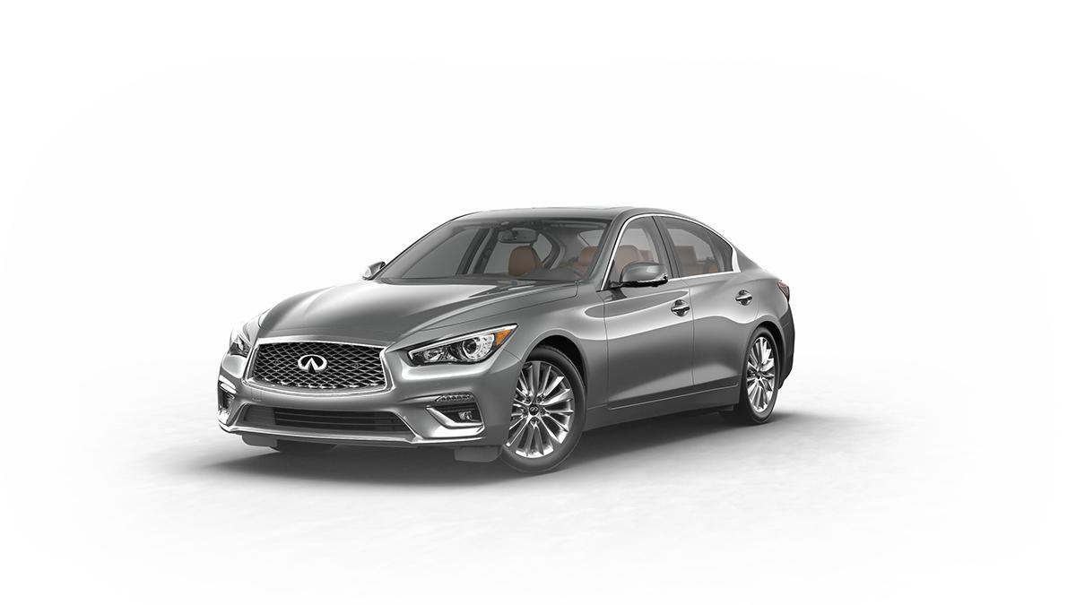 A 2023 INFINITI Q50 in Albuquerque NM dealer Garcia INFINITI. Gray LUXE ...