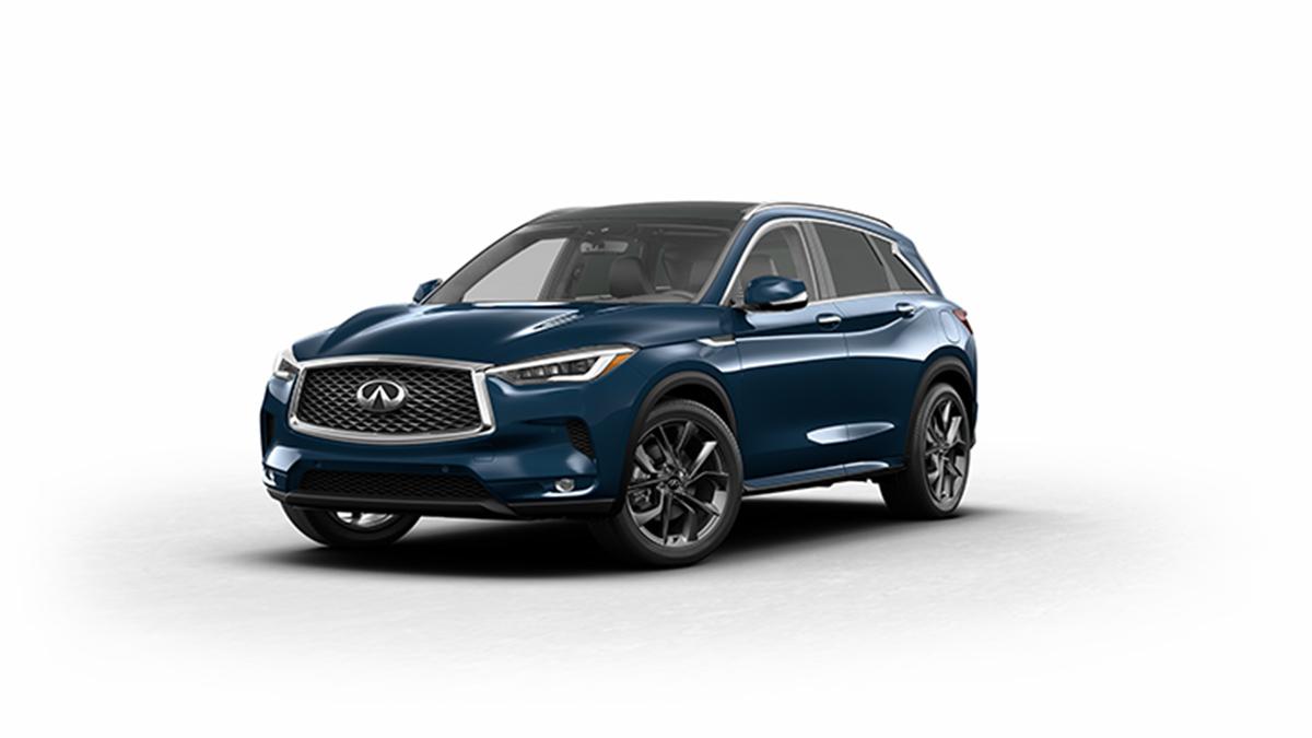 A 2023 INFINITI QX50 in Tampa FL dealer INFINITI OF TAMPA. Blue